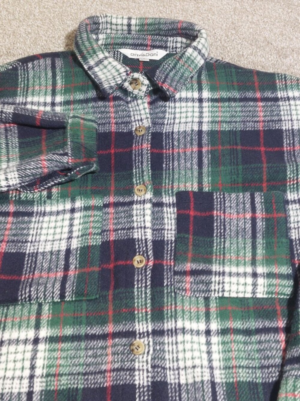 Davi and Dani heavy flannel Long sleeve shirt Shacket plaid Size L Large